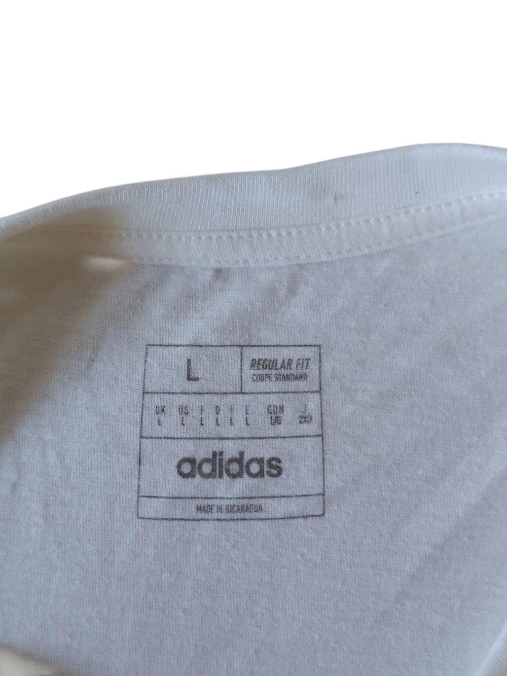 Adidas men's white short-sleeve activewear graphic t-shirt size L
